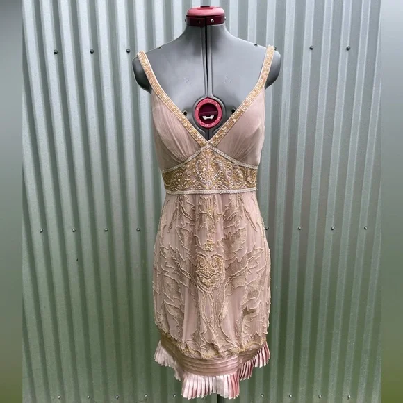 Sue Wong Dresses S6 Silk Rose Pink W Beading Flapper Dress Sue